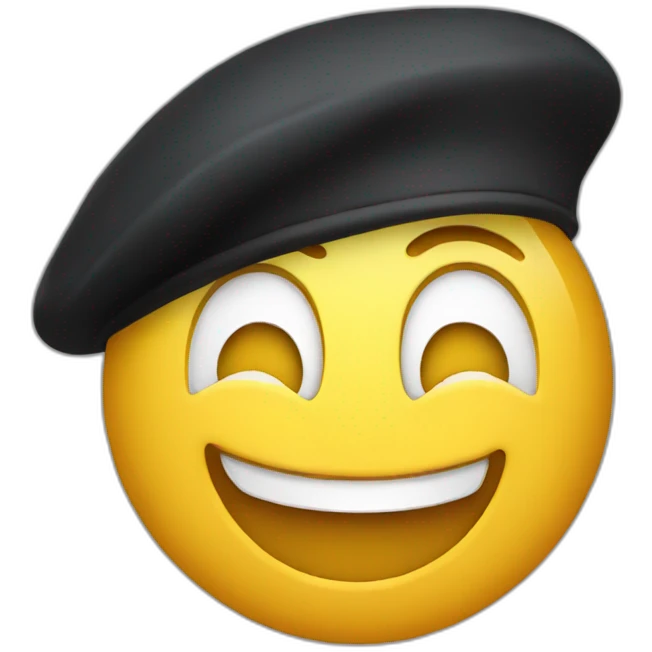 Laughing emoji with black beret emoji