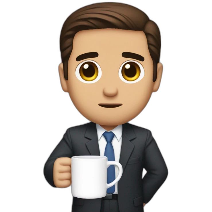 Michael Scott holding up a “Worlds Worst Boss” mug emoji