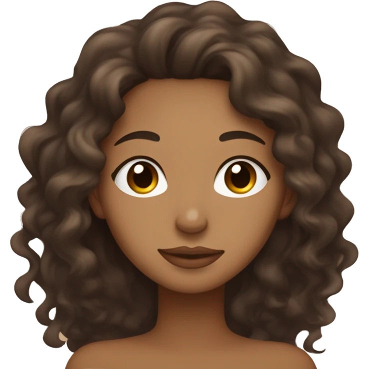 light brown skin with dark brown hair and brown eyes sleeping with long curly hair and with the cover over her  emoji