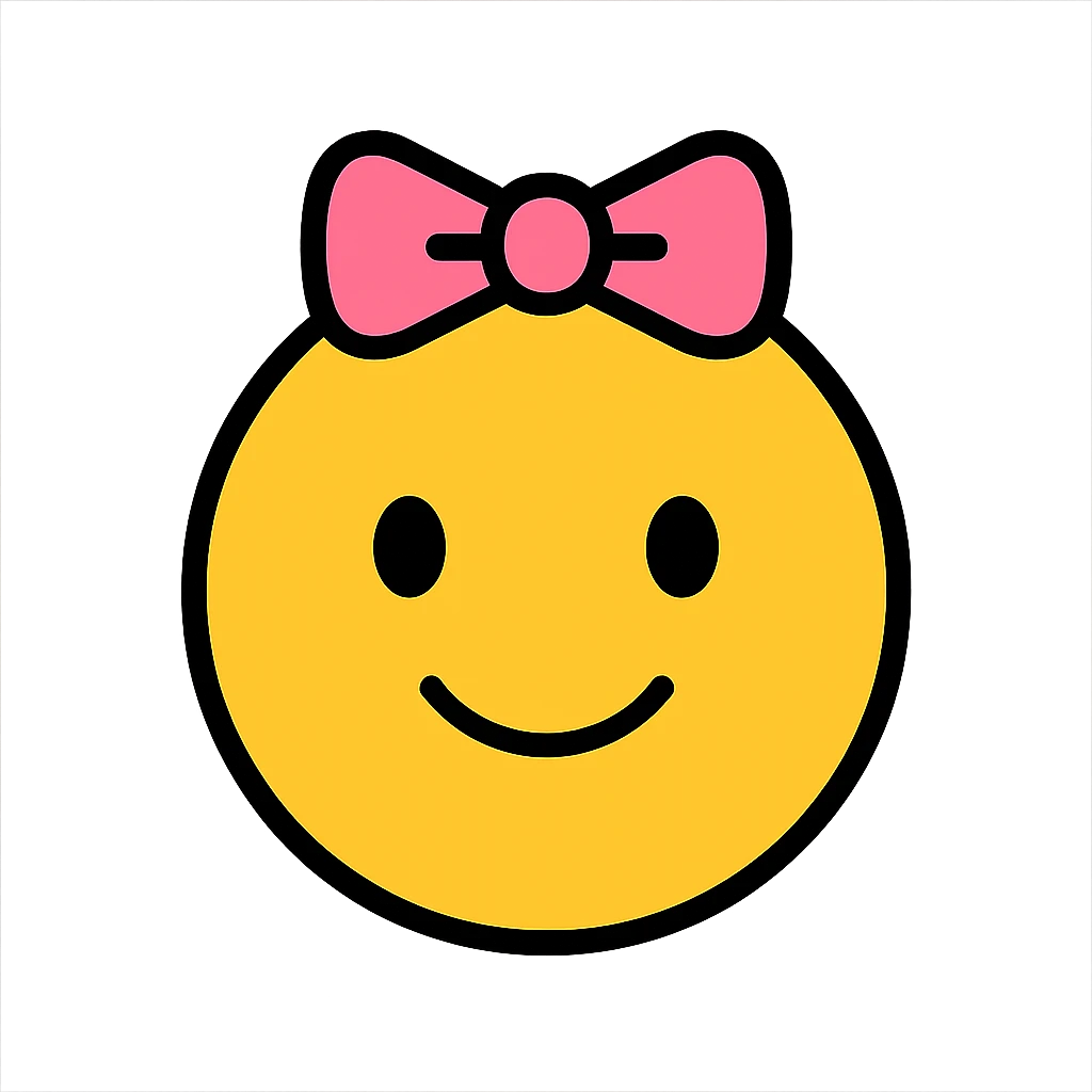 adorable emoji face with a bow emoji