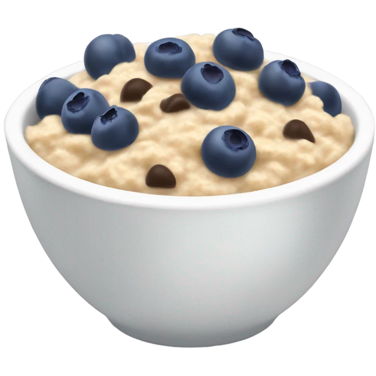 oatmeal in a bowl topped with blueberries and dark chocolate emoji