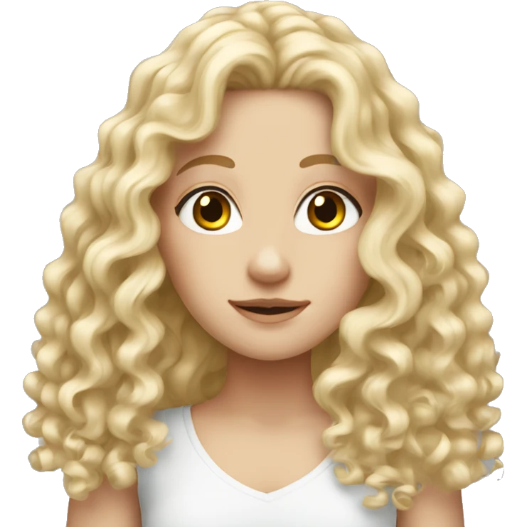 white girl with really curly very long blonde hair emoji