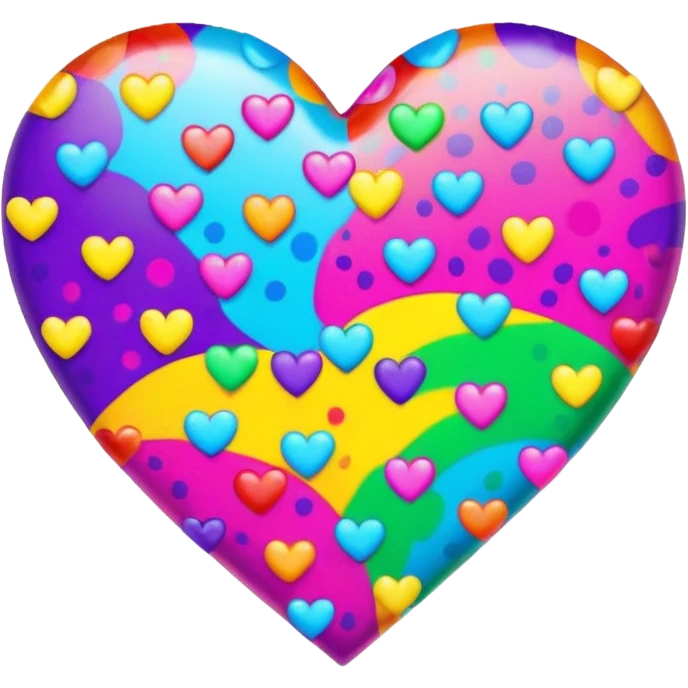 Colorful Lisa Frank rainbow leopard-patterned heart emoji