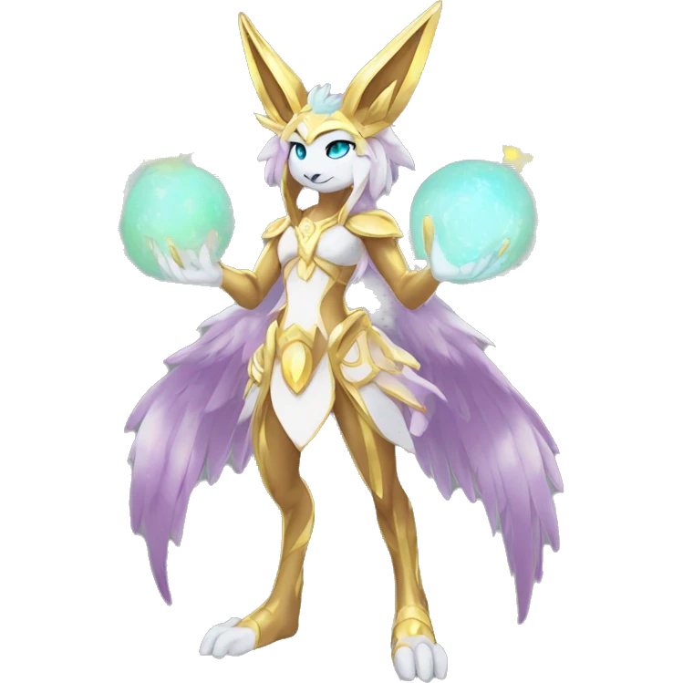 Anthro Sona Colorful Shiny Godly Celestial Shiny Fakemon Full Body emoji