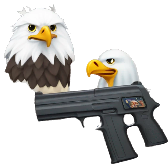 American Flag with a toy gun and A bald eagle  emoji