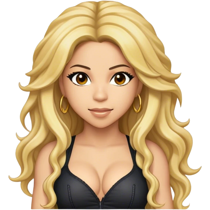 Cinematic Realistic portrait of Shakira, shown as a dynamic pop icon with expressive features and detailed modern attire, illuminated by vibrant, energetic lighting that highlights her global influence emoji