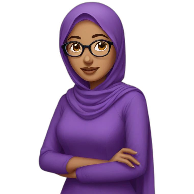 a beautiful south indian girl wearing hijab and purple dress & wearing specs emoji