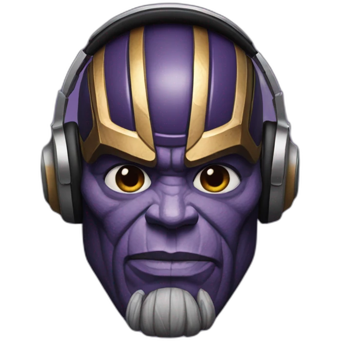 Thanos with dark skin with headphones no mic emoji