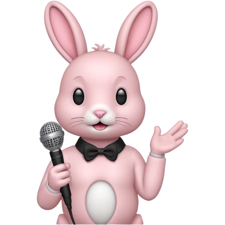 pink bunnie singing , holding mic emoji