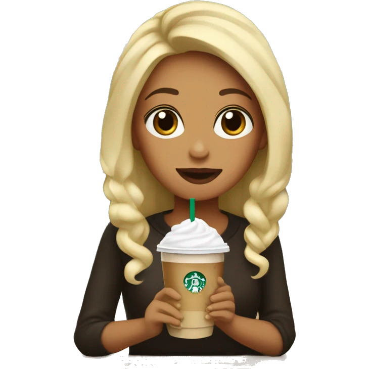 Starbucks ice coffee closed with a blond girl emoji
