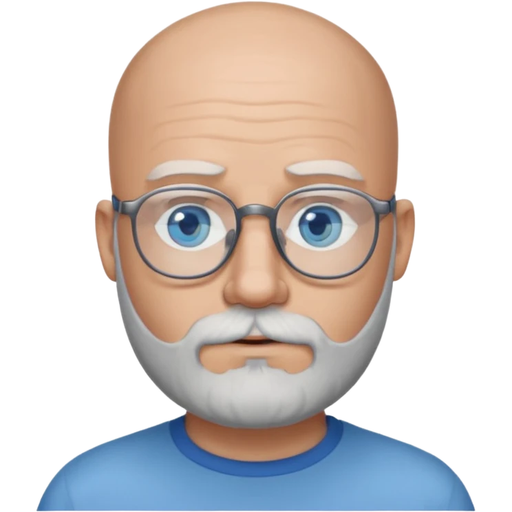 Bald man with salt and pepper beard and glasses emoji