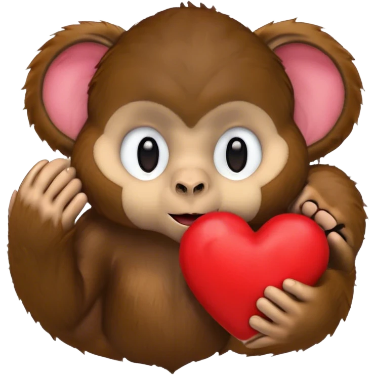 Monkey holding a heart emoji