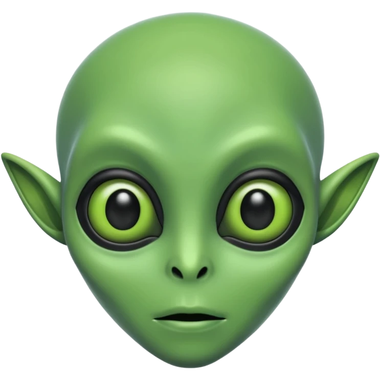 눈이 새까맣고 피부가 초록색이며 사람같지 않게 생긴 외계인 emoji