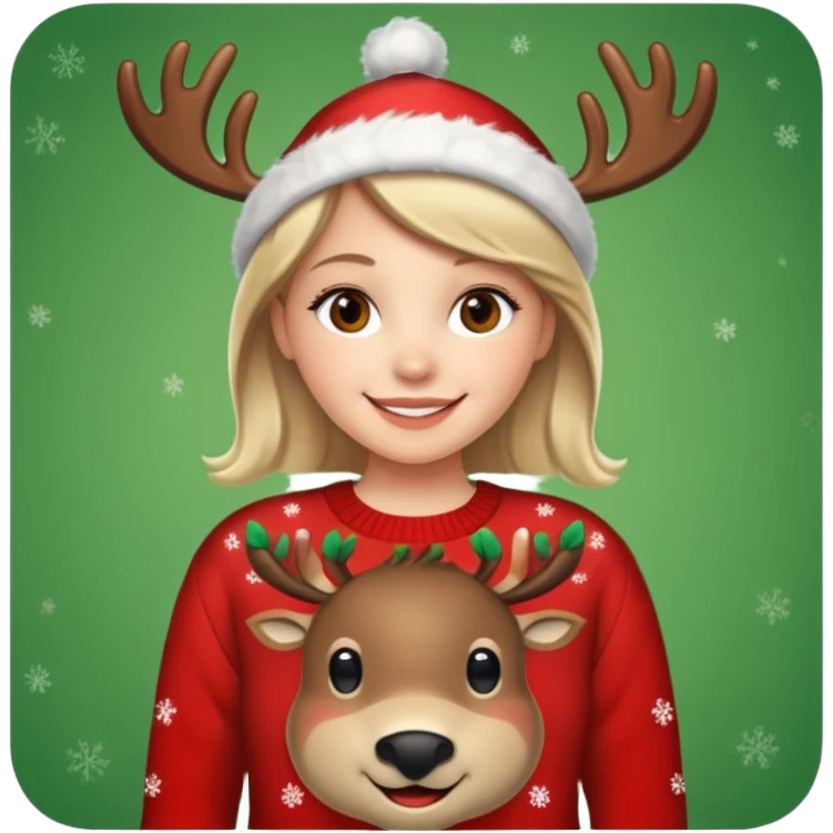 Emma with à reindeer Xmas jumper emoji