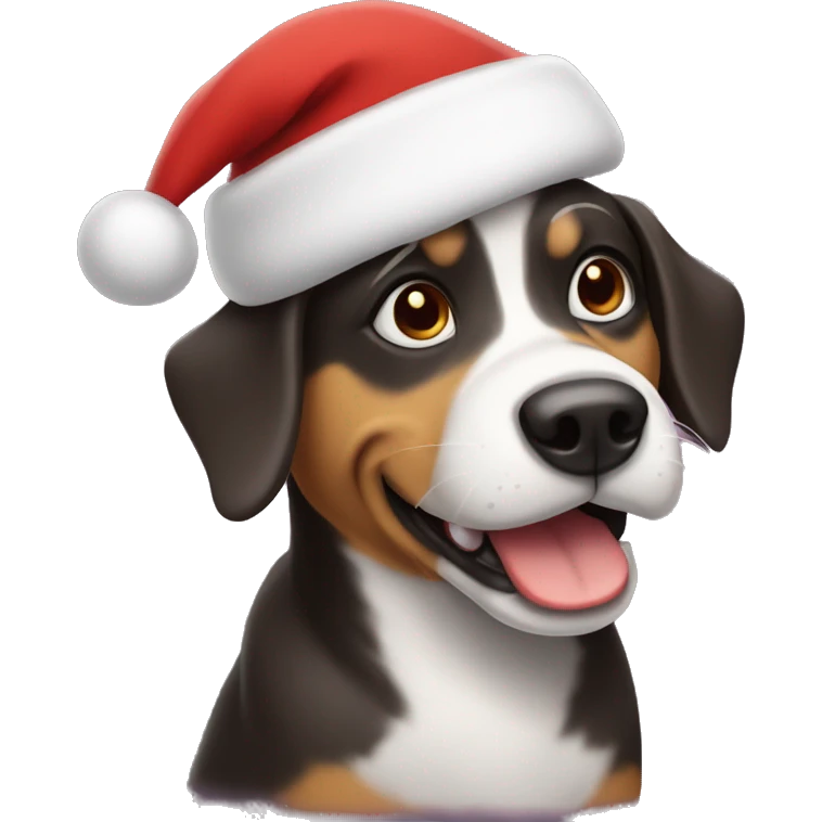 Dog wearing santas hat emoji