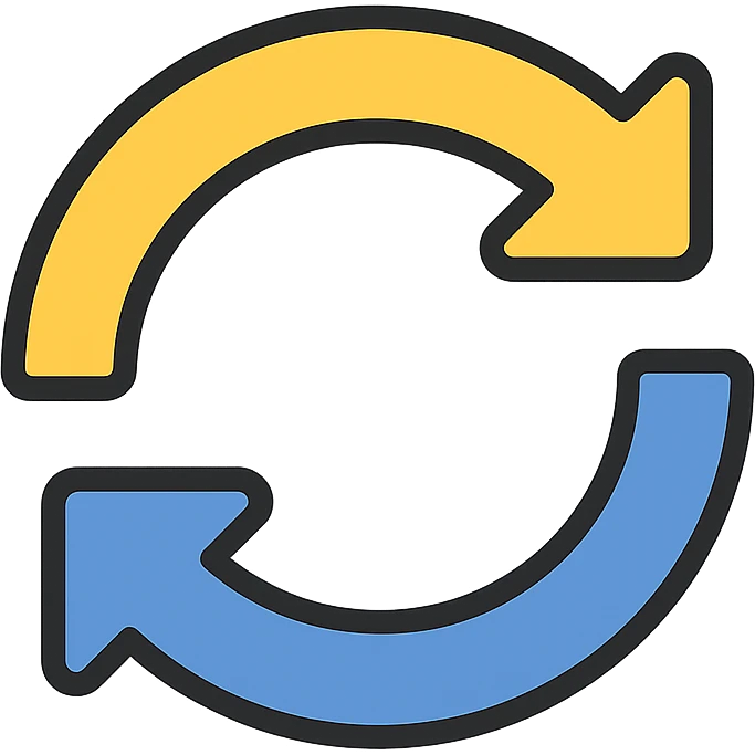 refresh icon with two arrows in a circle, anticlockwise direction, color outline icon style emoji
