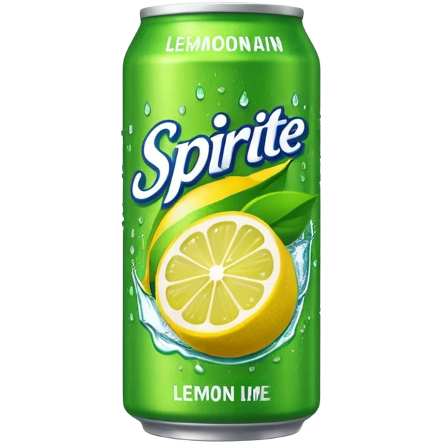 Draw a Sprite can with green label, yellow logo & lemon-lime graphics. emoji