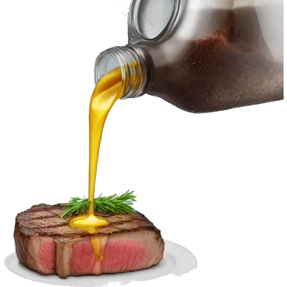 water pouring onto a steak from a glass emoji