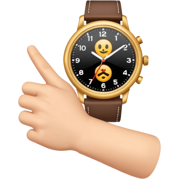 Just the finger like in the 4 picture but the watch on top of the sleeve, literally this emoji (👈) but with a Watch and a sleeve emoji