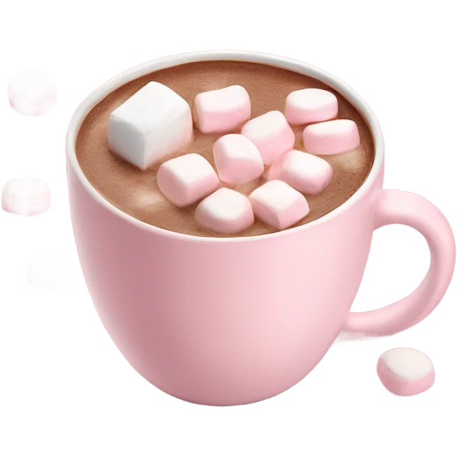 Light Pink mug of hot chocolate with marshmallows  emoji