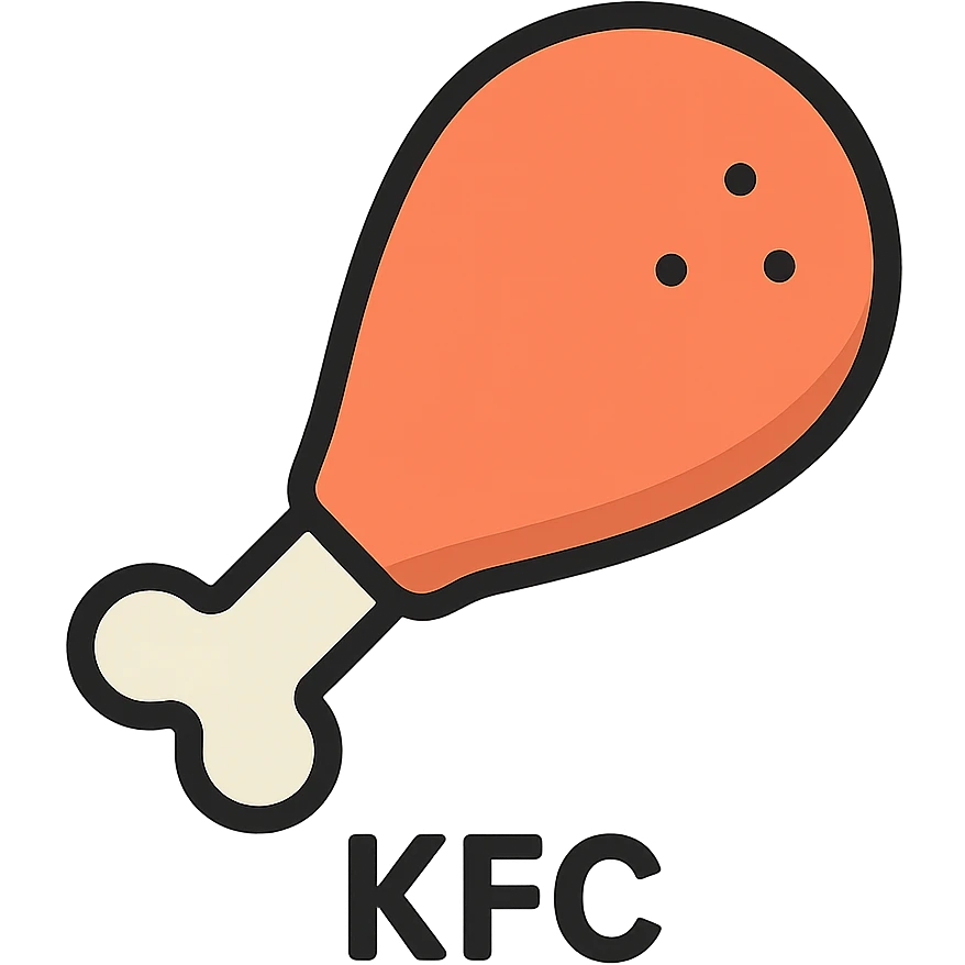 KFC chicken drumstick, color outline icon style, black outlines with color fill, playful and clear emoji