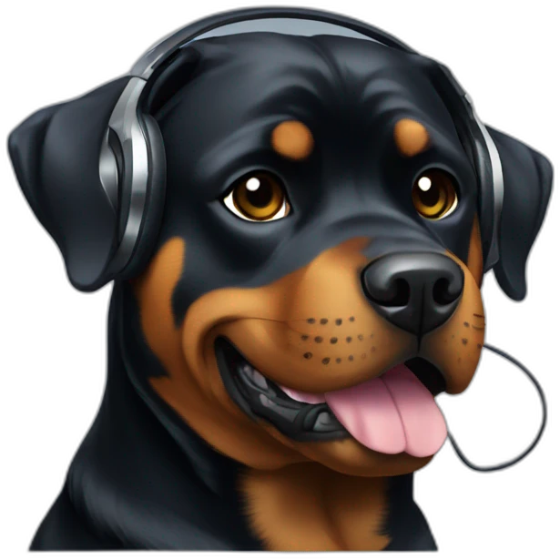 Rottweiler with headphones emoji