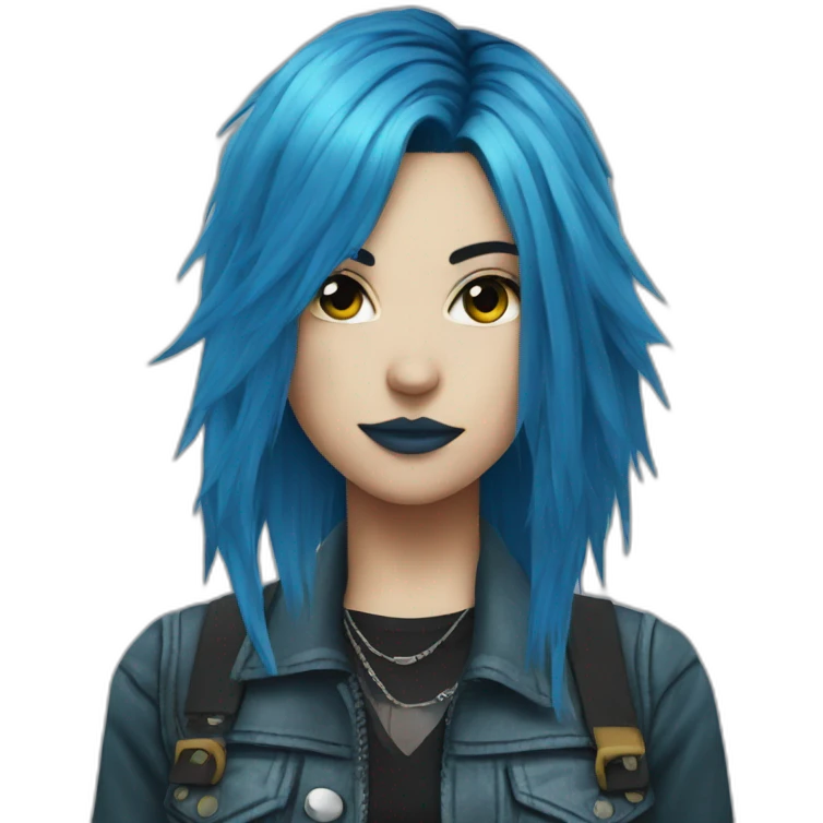 Blue hair punk girl emoji