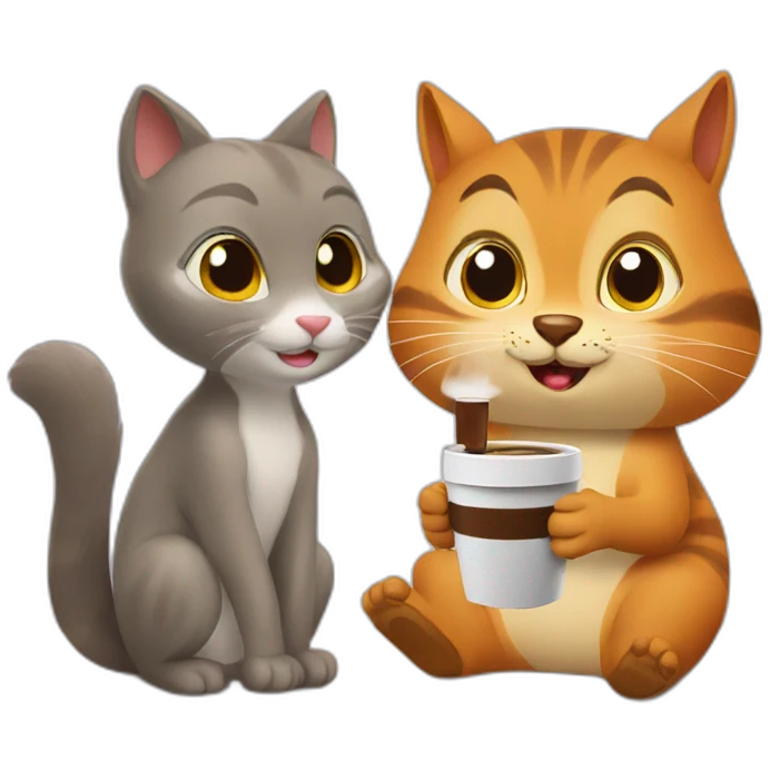 cat and squirrel drink coffee emoji