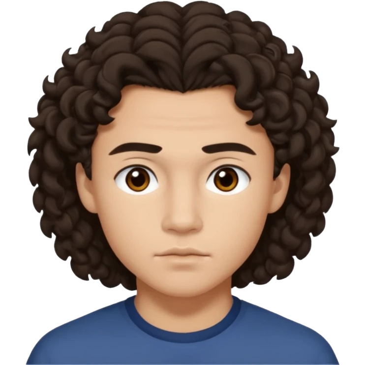 Conan gray (he has dark brown curly hair that is quite long, brown eyes, thick dark brown eyebrows, Asian heritage) emoji
