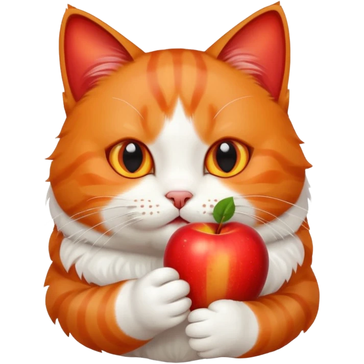 cat munching on an apple, cute and expressive, no text emoji