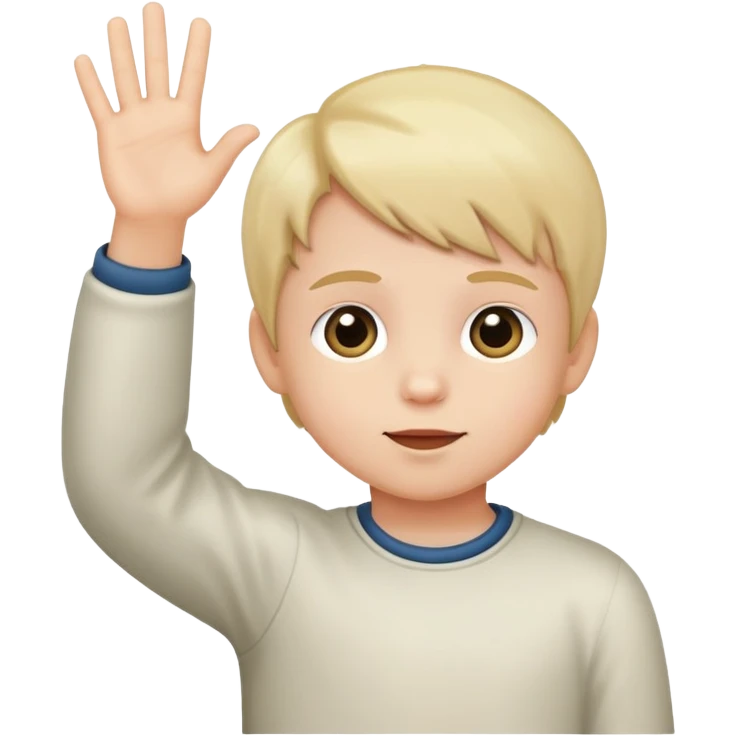 Kid innocently raising hand emoji