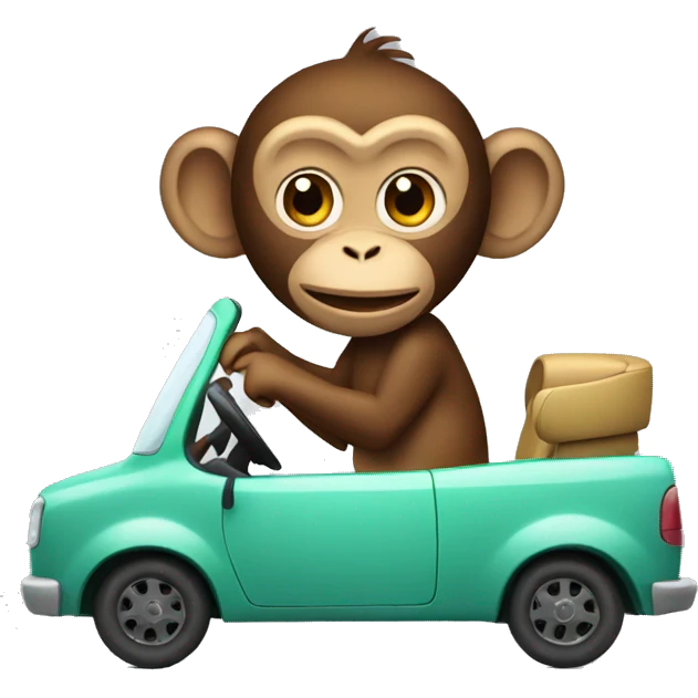 Monkey driving car emoji
