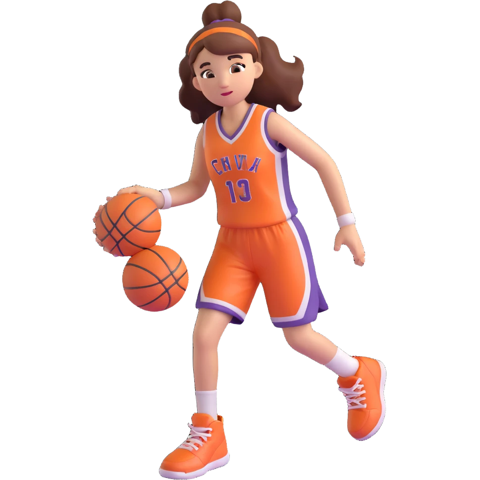 basketball girl player, February theme, play with heart emoji