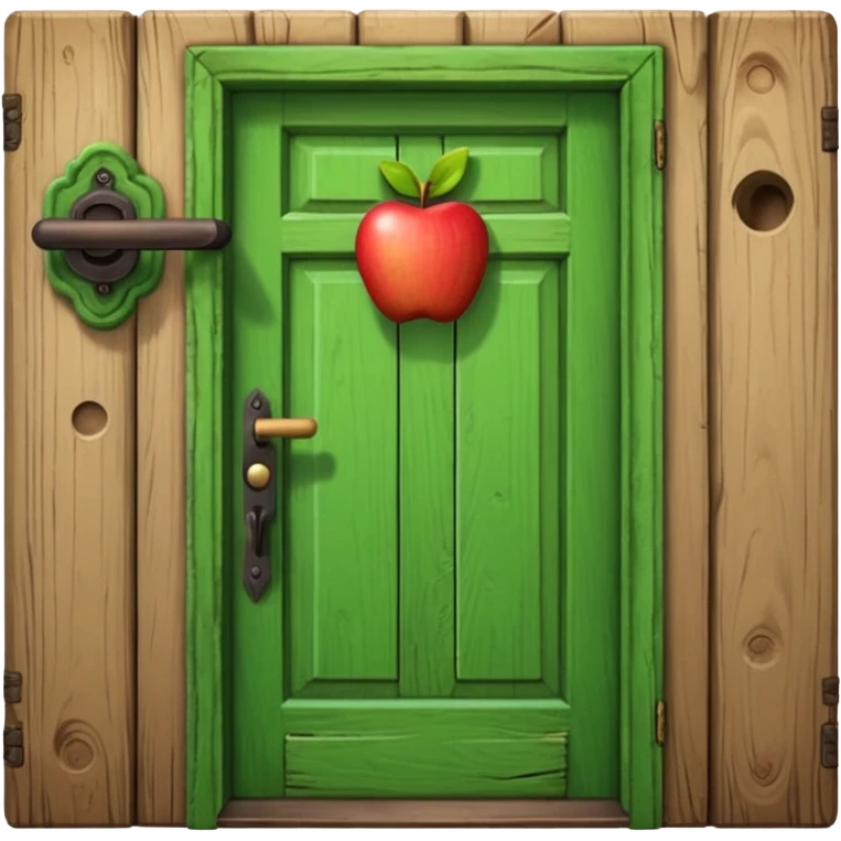 A wooden green door emoji in the style of Apple emoji with a handle emoji