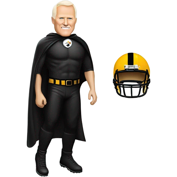 Terry Bradshaw Pittsburgh Steelers player in helmet and uniform with black cape. emoji