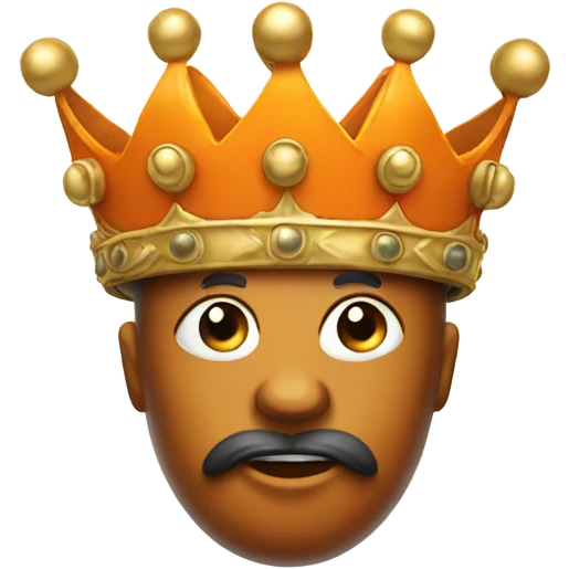 Orange fruit wearing a large golden crown.  No face on orange emoji