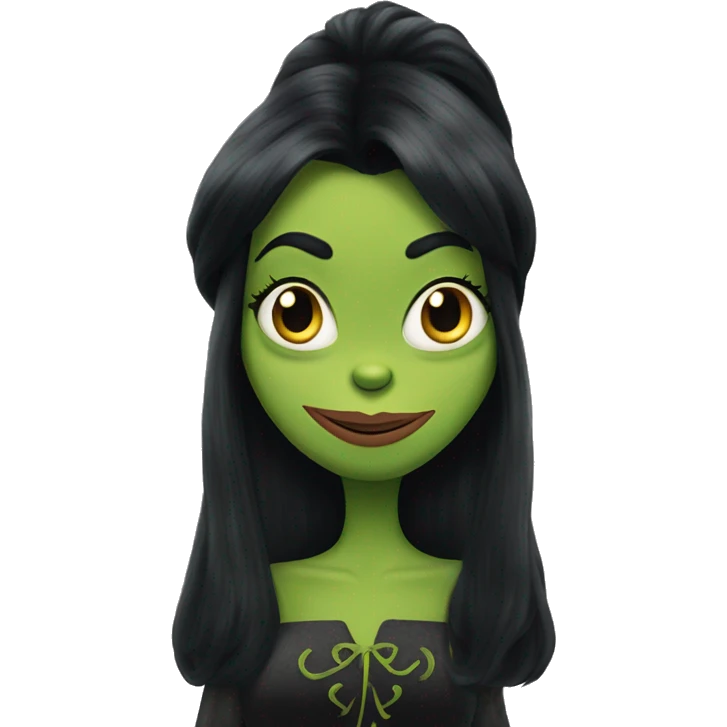 The grinch with long black hair wearing a dress  emoji