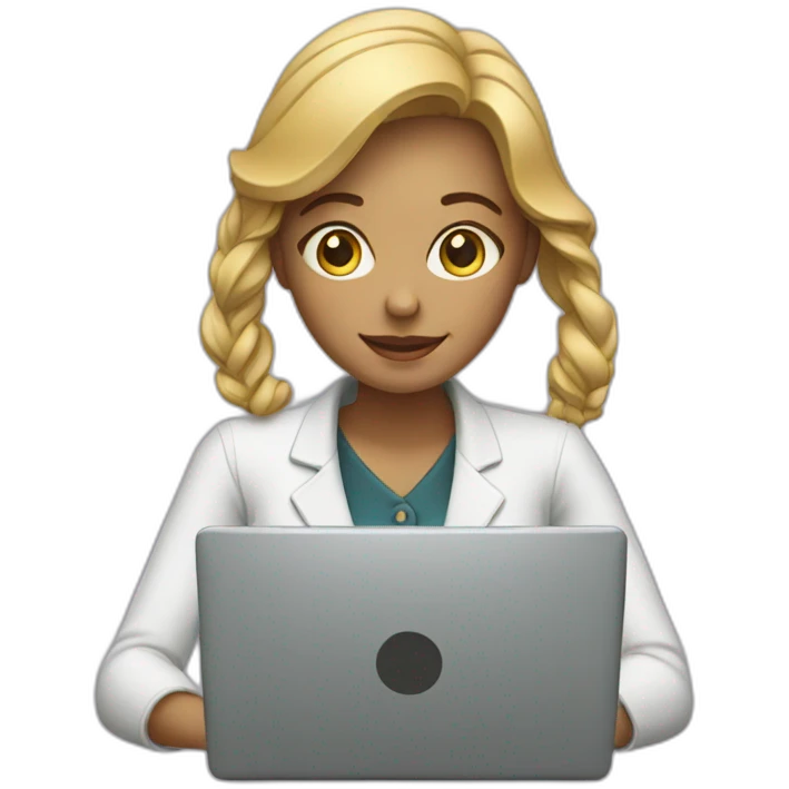 a woman works at a laptop emoji