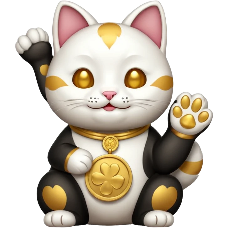 Lucky cat with coin in hand emoji