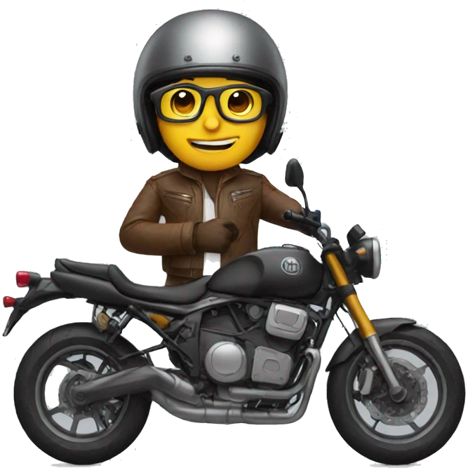 Emoji wearing glasses and motorcycle helmet emoji