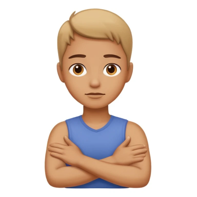 Arms crossed holding neck emoji