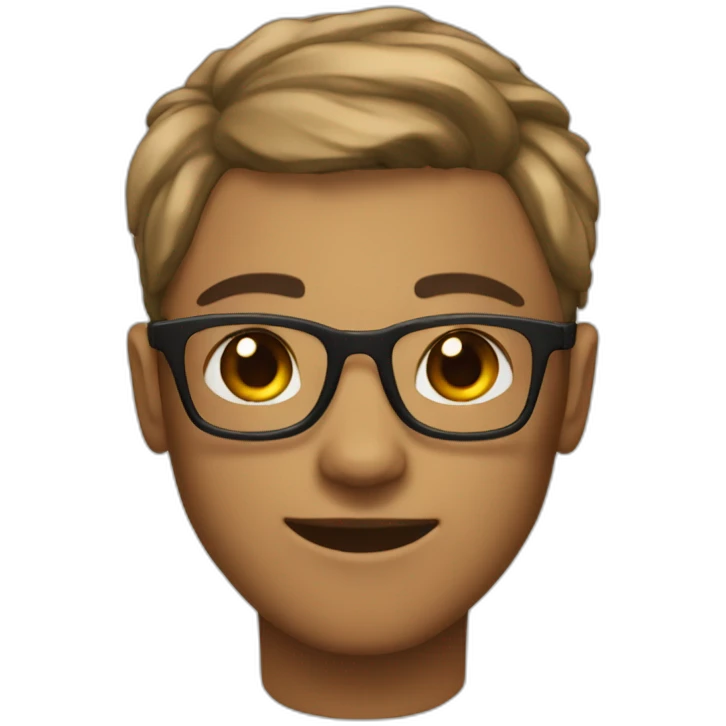 a dimaond shaped face with glasses clear face short hair wheaty skin tone   emoji