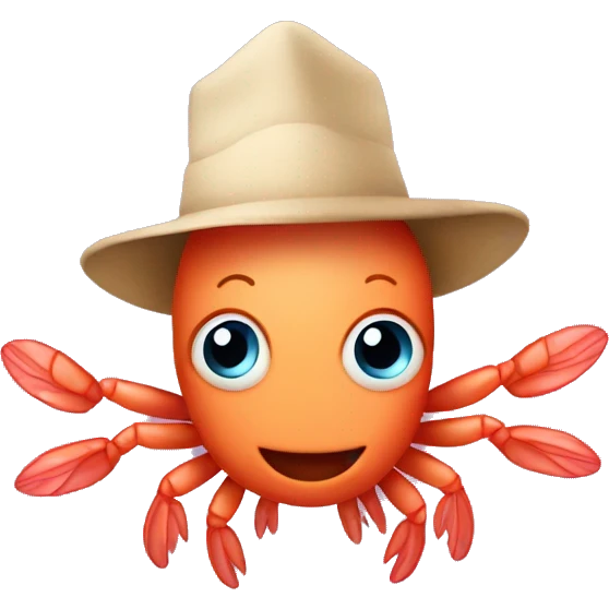 shrimp with a hat emoji