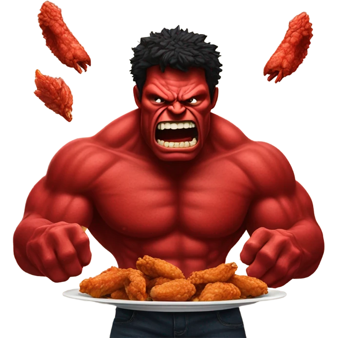 Red hulk eating wings emoji