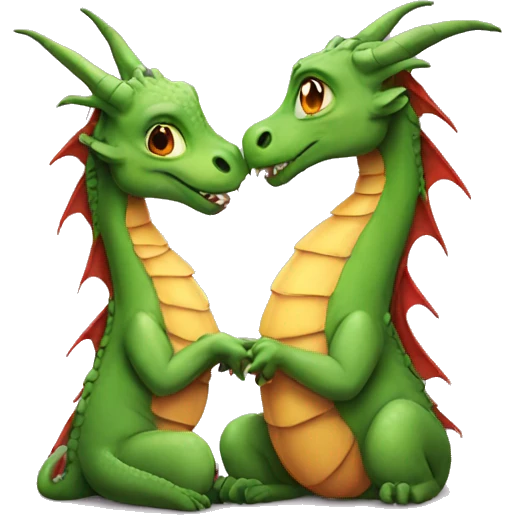 Dragons kissing emoji