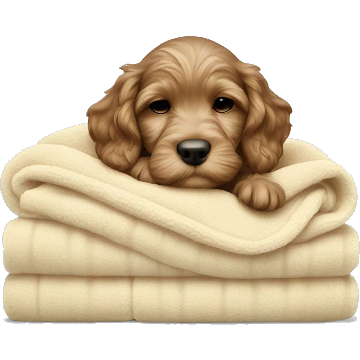 cockapoo puppy sleep in blanket emoji