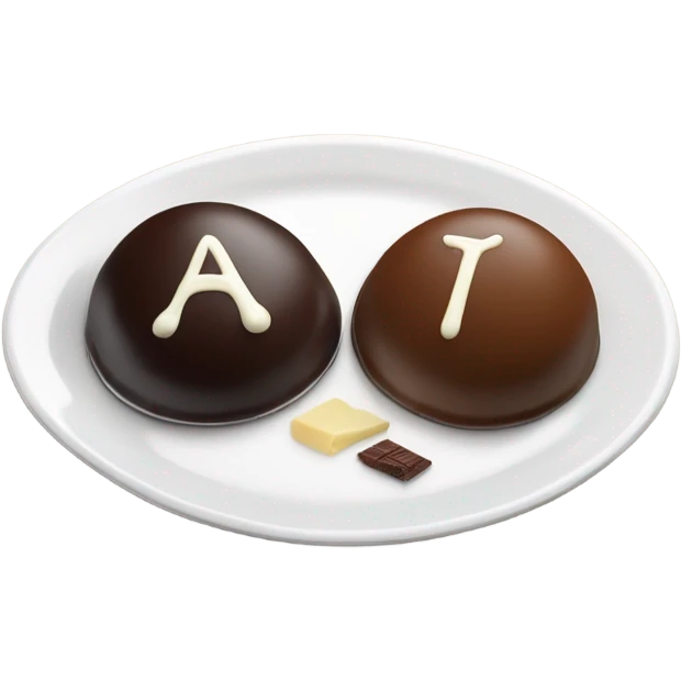 1 Chocolate quenelle and 1 vanilla quenelle on a fine dining glass plate emoji