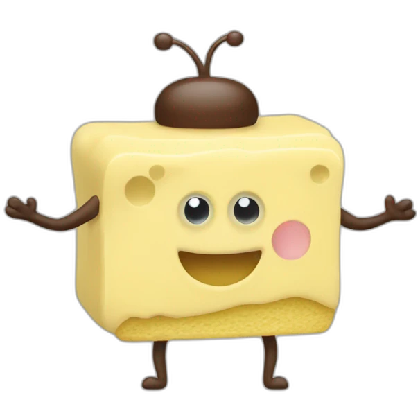 Butter with dot eyes and dot mouth having arms and legs emoji