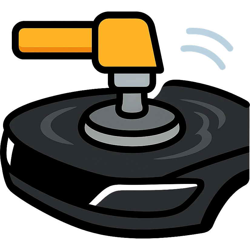 polishing machine icon on the surface of a glossy black car hood with reflection, main color black, metallic silver details, soft waves of shine around the polished area, modern and clean style, no text emoji