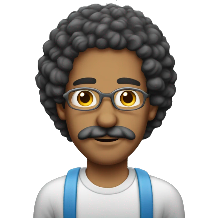 Colombian man with curly hair and thick moustache with ziplock bag of salt emoji